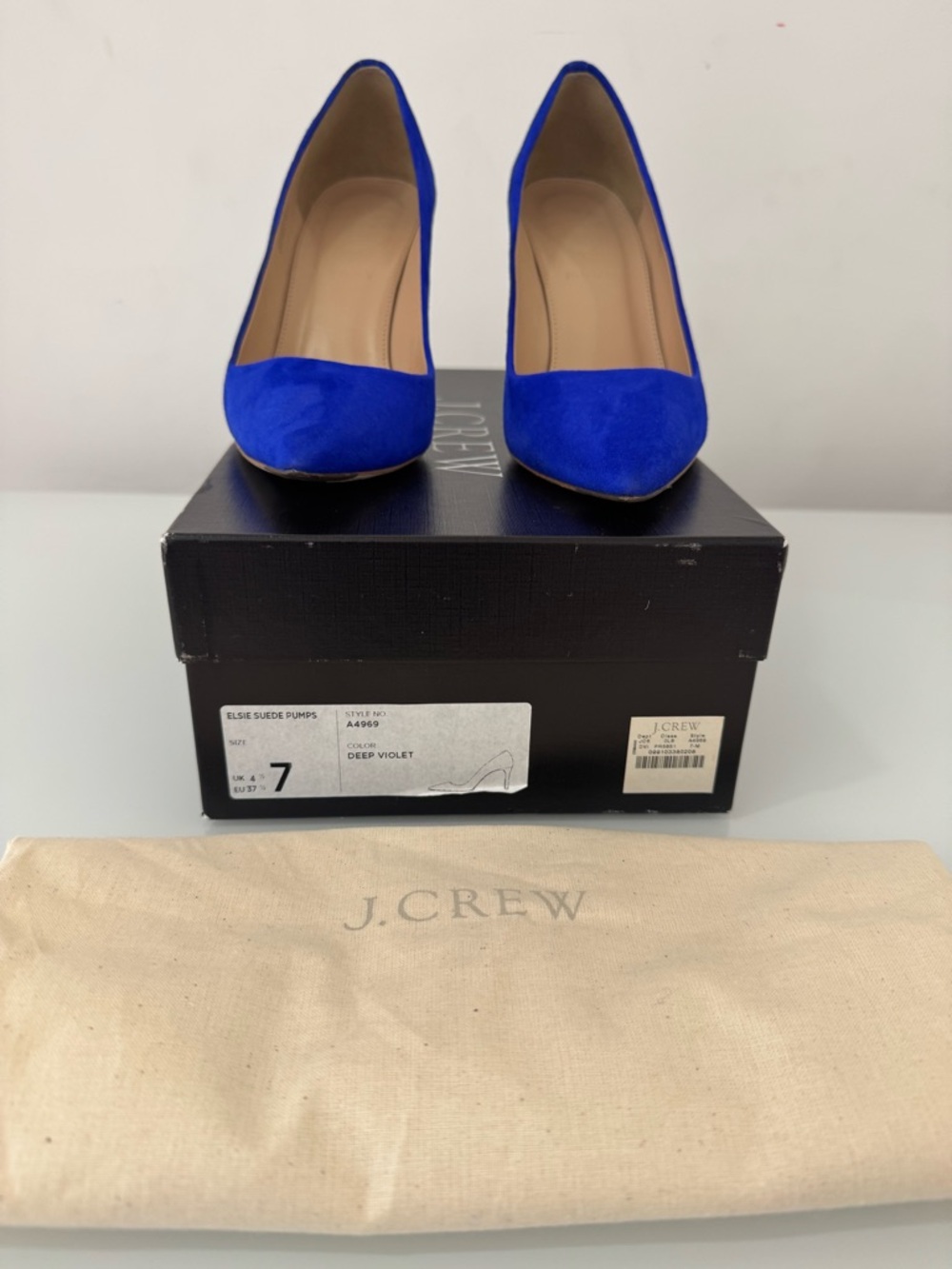 J. Crew Cobalt Blue Suede Pointed-Toe Pumps Size 7 - Picture 2 of 7